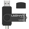 LEIZHAN Chiavetta USB 128GB,Flash Drive USB 3.0 OTG Memory Stick per Telefono Huawei Samsung Android Tablet Mac PC-Nero