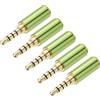 QUARKZMAN 5Pcs Spinotto Maschio Stereo 3.5mm a 4 Poli per Riparazione, Spinotto Metallico Maschio 3.5mm Saldabile per Riparazione Cavi Audio Cuffie Microfono, Verde