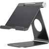 OMOTON Supporto per tablet in alluminio, regolabile e resistente, supporto da tavolo compatibile con iPad 10.9/10.2, iPad Pro 13/12.9/11, iPad Air 6/5/Mini, Samsung Tablet e altri fino a 13, nero