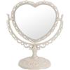 D&XQAUO D&X Specchio da 17,8 cm a forma di cuore, rotazione di 360 gradi, doppio specchio ingranditore per trucco, bagno, camera da letto, specchio vintage carino (beige, a forma di cuore)
