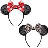 DRESHOW 2 Pezzi Cerchietto con Orecchie da Topo Fasce Orecchie da Topo Cerchietti Carnevale per Donna per Capelli Belle Orecchie da Topo Copricapo Decorazioni
