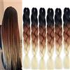 Shangxiu treccine africane extension bionde 6pcs 24 Ombre braiding hair kanekalon capelli extension per treccine africane Box Braids Crochet Hair Treccia per Intrecciare i Capelli (nero-marrone-bionda)