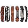 flintronic Bracciale Uomo Pelle, 6 Pezzi Bracciale Corda Uomo Donna, Bracciale Intrecciato in Pelle, Bracciale per Uomo Donna, Idea Regalo per Fidanzato, Amici, Marito,18-34CM
