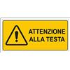 pubblimania ATTENZIONE ALLA TESTA Cartello di emergenza e sicurezza in alluminio composito da 3 mm di spessore (Cm 29x14,5) (Attenzione alla Testa)