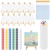 DWDHYEAN Set di 60 mini cavalletto con tela, set di cornici triangolari, decorazione in legno, accessori da pittura fai da te per principianti e hobby