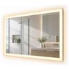 Relaxdays Specchio da bagno Relaxdays, 50 x 70 cm, specchio LED con intensità regolabile, presa di corrente, funzione antiappannamento, grado di protezione IP44, specchio da bagno angolare, vetro