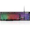 Selius Tastiera da gioco per PC, tastiera RGB cablata, tastiera con luci LED a effetto arcobaleno