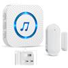 SANJIE Campanello senza fili con sensore per porta, portata di 180 m | Sirena da 110 dB, rilevatore di movimento PIR con copertura protettiva telecomando, alimentazione USB-C per garage e camper