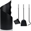 TRMLBE Set di 4 Attrezzi per camino moderno Accessori da caminetto in acciaio inossidabile con supporto Pala per cenere, scopa per poker