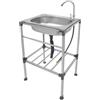 Zoobotanica Lavello mobile, Lavello da cucina in acciaio inox, Lavello a libera installazione con rubinetto, Lavello per esterni, Lavello in acciaio inox per ristorante, lavanderia, garage (53 x 38 x 83 cm)