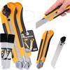 Instalguru 2x Taglierino Cutter Professionale 25 mm Taglierina per Moquette Pacchi Cartone Cutter Lama A Coltello In Metallo Pellicole Universale Tagli Precisione Autobloccante Con 22x Lama