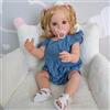 MineeQu 22 Pollici Real Baby Size Capelli Ricci Biondi Radicati Alive Reborn Baby Doll Realizzata in Silicone per Tutto il Corpo Vinile Neonato Realistico Bambole Giocattoli Impermeabili per Ragazza