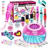 Herenear Set Unghie Kit per Bambini con Asciuga, Smalti e Gioco Regalo per Ragazza 5-9 Anni