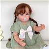 MineeQu 22 Pollici Capelli Ricci Radicati Bambola Baby Reborn Realistica Realizzata in Vinile di Silicone per Tutto il Corpo Neonato Bambole per Bambini Giocattoli Impermeabili per Ragazza
