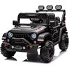Garvee Auto Elettrica per Bambini 12V Fuori Strada Doppio Motore, Nero | Telecomando, Sospensioni a Molle, Bluetooth, Luci LED, Musica, Portata Massima 30 kg, Macchina Elettrica per Bambini 3-6 Anni