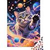 E1Q7R5V8 1000 Pezzi Mini Puzzle Gatto Spazio per Adulti | 38 x 26 cm Cartone Decorazione Casa Finitura Liscia Regalo Compleanno Rilassato