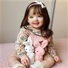 MineeQu 28 pollici Long Marrone Capelli Reborn lifelike Principessa Ragazza Bambole sembrano reali e si sentono reali, Realistiche Appena nata Toddler collezione Arte Bambola Dormire con Denti