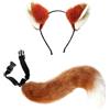 JHOSFA 2 Pezzi Finto peloso volpe gatto orecchie Cosplay Set - Costume volpe Orecchie volpe Coda per Dress Up Carino Costume Party per Donna, Bambini/Adulti