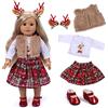 Tacobear 18 Pollici Vestiti Bambole Natale Abiti per Bambole Camicia Gonna Scozzese Rossa Cappotto Scarpe Mollette per Capelli di Alce Bambolotti Accessori per Bambole Reborn 42 cm 43 cm 45 cm