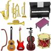 Giugio Accessori in miniatura, 11 pezzi mini strumenti musicali per casa delle bambole, mini strumenti musicali per la casa delle bambole, set in miniatura per casa delle bambole, 1:12 pianoforte in
