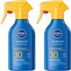 NIVEA SUN Protect & Hydrate Spray Solare SPF 30 250 ml, Crema solare 30 spray idratante 48h ad assorbimento rapido, Protezione solare 30 resistente all'acqua con Vitamina C e Acido Ialuronico