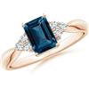 Handmade Naturale London Topazio Blu Con Rosa Placcato Oro 925 Argento Anello #3899