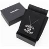 CHANEL Collana Chanel Coco Mark inutilizzata strass nero scatola B16K catena argento...