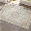 Tuocal Zerbino per interni, 40 x 60 cm, beige | Zerbino antiscivolo, lavabile, vintage, a pelo corto, morbido, per ingresso, corridoio, porta di casa