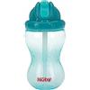 Nuby Borraccia Flip it con cannuccia in silicone - borraccia per bambini antigoccia dai 12 mesi - turchese
