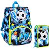 Generico Zaino Scuola Bambino Estensibile Celeste GLOWGAME LED 24L + Astuccio 3 Zip Completo 45 Pezzi Celeste Kit Scuola Elementare Media Set Modello SJ Gang Accessori e Cancelleria