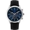 NUOVO Orologio Analogico al Quarzo Analogico Classico a tre Lancette da Uomo da 42 mm Con Quadrante Nero Mezzanotte e Cassa in Lega con Cinturino in Pelle Nera