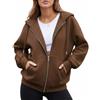 HEEKPEK Felpa Donna Corta con Cappuccio e Zip Cotone Oversize | Hoodie Leggera con Tasche,Felpa Sportiva Casual per Mezza Stagione,Stile Y2K,Autunno e Inverno