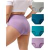 INNERSY Mutande Donna Taglie Forti Slip Cotone Vita Alta Culotte Elasticizzato Intimo Pacco da 4