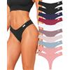 FINETOO 7/10 Pezzi Donna Cotone Perizoma Elasticizzato Tanga Confortevole Thongs Bassa Mutande Slip S-XL