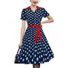 EFOGEP Abito da donna Rockabilly anni '50, vintage, a maniche corte, a pois, per cocktail, feste, lunghezza al ginocchio, con cintura