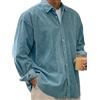 Di Yi Jia1 Camicia da Uomo in Velluto a Coste Stile retrò, Moda Casual, Maniche Lunghe Oversize