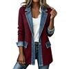 DeHolifer Cardigan Donna in Denim Patchwork - Colletto a Risvolto Giacca | Elegante Cappotto Lungo in Maglia, Monopetto Giacche di Jeans, Casuale Giubbino, Leggera e Comodo Coat, per Il Tempo Libero