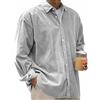 Generic DENGJIAMY - Camicia Cargo da Uomo, con Bottoni, Taglie Forti, Casual, con Colletto a Tinta Unita, a Maniche Lunghe, alla Moda, Tinta Unita, con Tasche