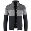 Sliktaa Uomo Cardigan Cappotto invernale foderato in pile caldo maglione cardigan | Zip frontale a costine colletto a costine fodera in caldo pile orlo e polsini filettati per abbigliamento da ufficio