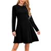 Sopesil Abito a Maniche Lunghe da Donna a Coste Verticali S-XXL | Vestito Maglione Donna Elastico Con Scollo Rotondo e Orlo Svasato, Abito Donna Elegante Luce Slim Fit per Autunno Inverno