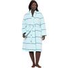 Ulla Popken Donna Accappatoio Blu Oltremare 50+ | Taglie forti, Plus Size, Accappatoio in spugna con righe, colletto a scialle e maniche lunghe blu oltremare 50+ 833266700-50+