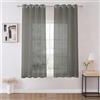 Joydeco Tende per Interni in Voile con Occhielli 2 Pezzi L 140 X A 145 CM, Tenda Semitrasparenti per Camera da Letto e Soggiorno Eleganti Finestra Moderne, Grigio