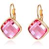 VONSSY Orecchini pendenti in cristallo da donna | Orecchini a cerchio in oro rosa con pietre preziose | Regalo di gioielli in platino argento ipoallergenico per moglie fidanzata