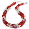 Avalaya Unica collana con perline di vetro intrecciate, colore: rosso/trasparente, lunghezza 52 cm, Misura unica, Vetro