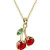 VONSSY Collana personalizzata con ciondolo ciliegia rossa in oro, catena con maglione di fiori e rubini con 5A CZ, gioielli per ragazza, donna, moglie, fidanzata, amico, regalo
