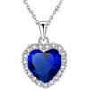 VONSSY Collana di pietre preziose con ciondolo a cuore classico | Collana di pietra portafortuna con zaffiro smeraldo di cristallo | regalo di gioielli per madre figlia fidanzata moglie lei