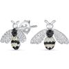 Bling Jewelry Estate Vintage Art Deco Stile Giardino 3D Insetto Micro Pave Nero Bianco Cubic Zirconia Orecchini A Perno Ape Regina Per Donne In Argento Sterling .925