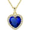 VONSSY Collana di pietre preziose con ciondolo a cuore classico | Collana di pietra portafortuna con zaffiro smeraldo di cristallo | regalo di gioielli per madre figlia fidanzata moglie lei