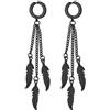 Flongo Orecchini a cerchio da donna con piuma pendenti: orecchini a clip con piume delicate senza foro, orecchini gotici a catena lunga con cerniera