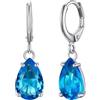 Bestyle Orecchini Argento 925 Ciondolo Goccia Granato/Acquamarina/Smeraldo Pietre Preziose ad Alta Traslucidità Orecchini Collezione Pietra Portafortuna 12 Mesi